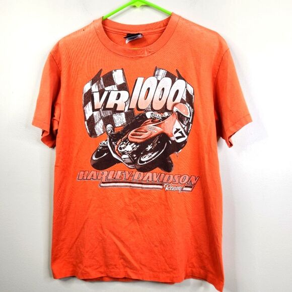 Vintage 90s Harley-Davidson VR 1000 Double Sided Single Stitch Graphic Tee M - Picture 1 of 10